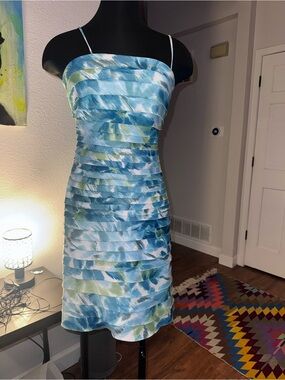 Blue Green layered fabric 4